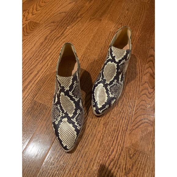 Sonia Low Leather Snakeskin Printed Chelsea Boot 8 - Picture 5 of 6